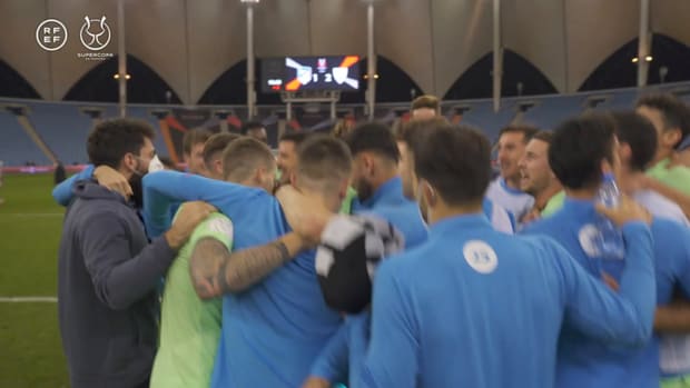 Athletic Club's celebrations after defeating Atletico Madrid in 2022 Supercup semi-final
